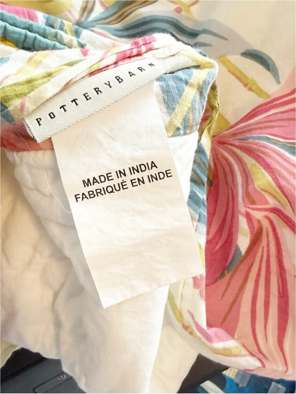 POTTERY BARN Quilted Patchwork Multi Tropical Print Euro Pillow Sham 24” X 24”